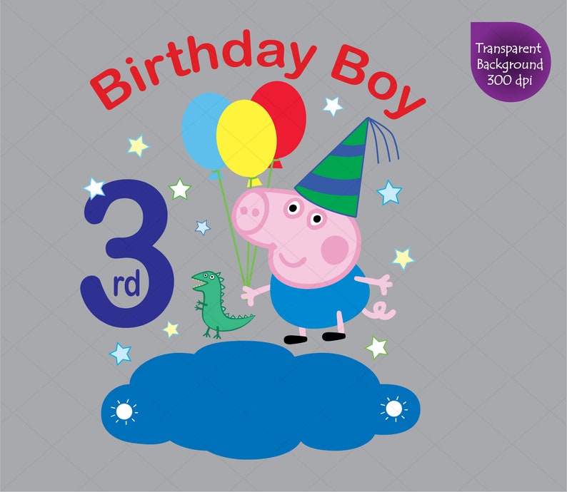 Download George Pig 3rd Birthday Boy Clipart George Peppa Pig svg | Etsy