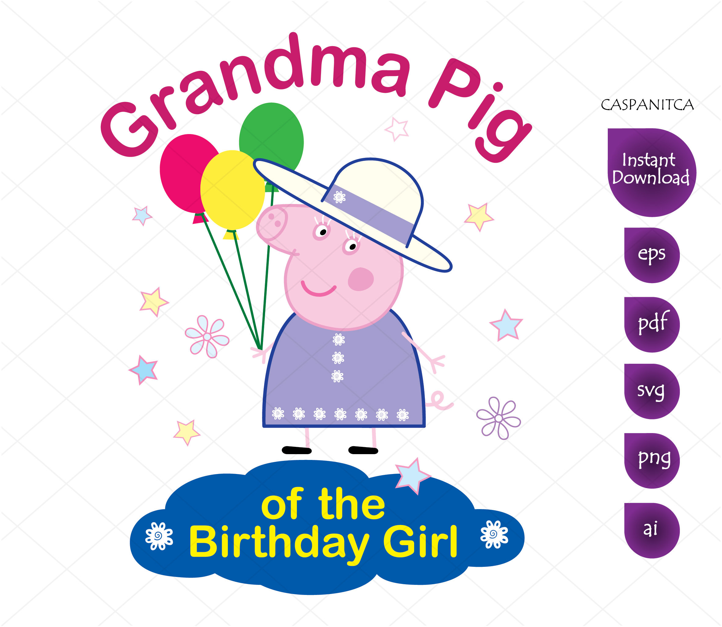 Download Grandma Pig of the Birthday Girl Clipart Peppa Pig svg | Etsy