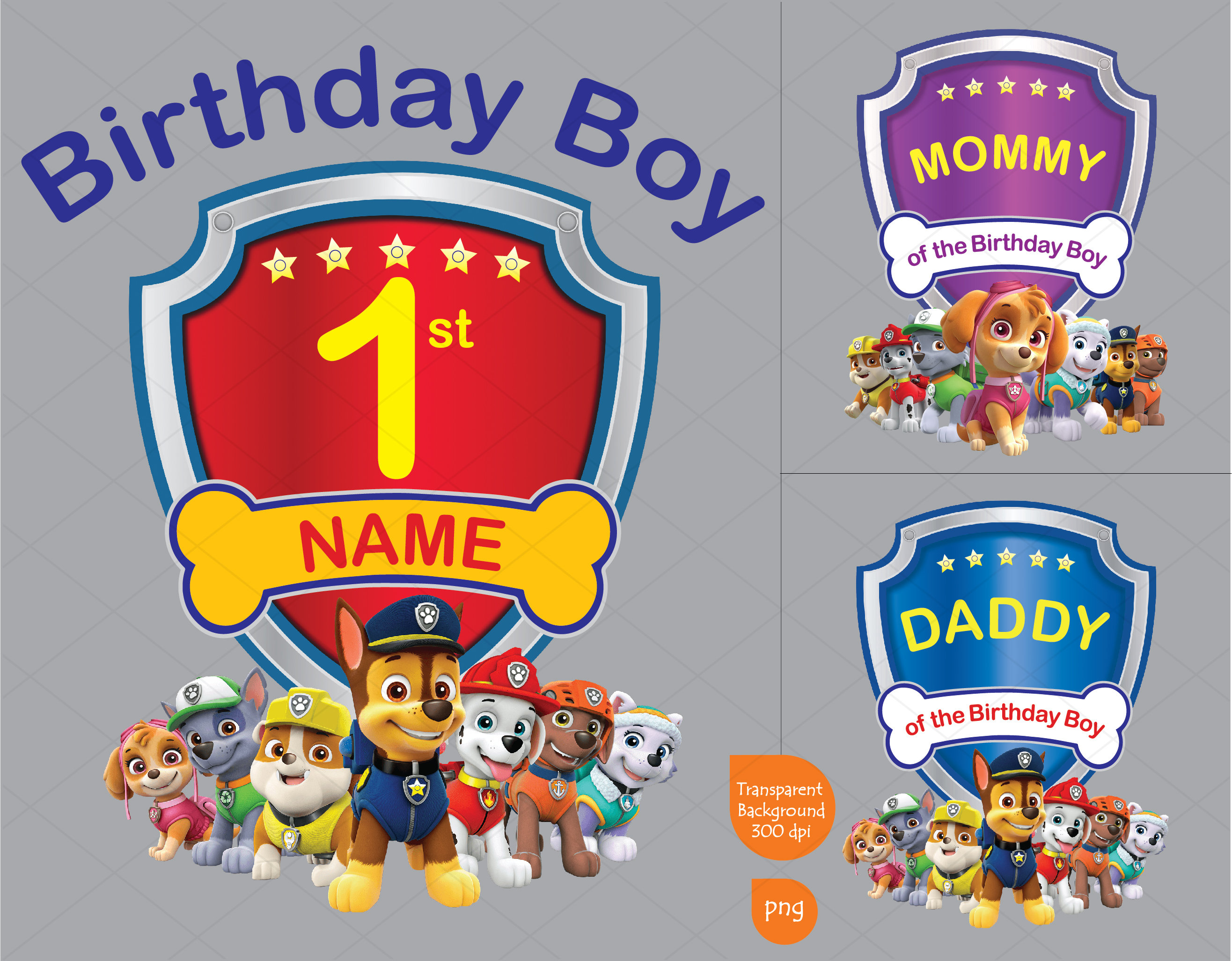 Paw Patrol 1st Birthday Boy Clipart Paw Patrol Mommy and | Etsy