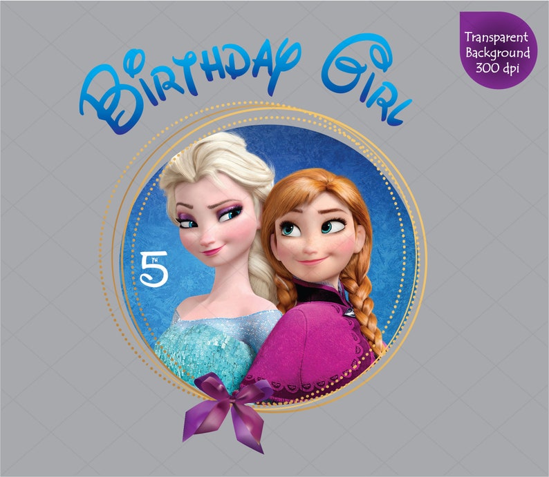 Frozen 5th Birthday Girl Clipart Printable Elsa Anna Disney Etsy