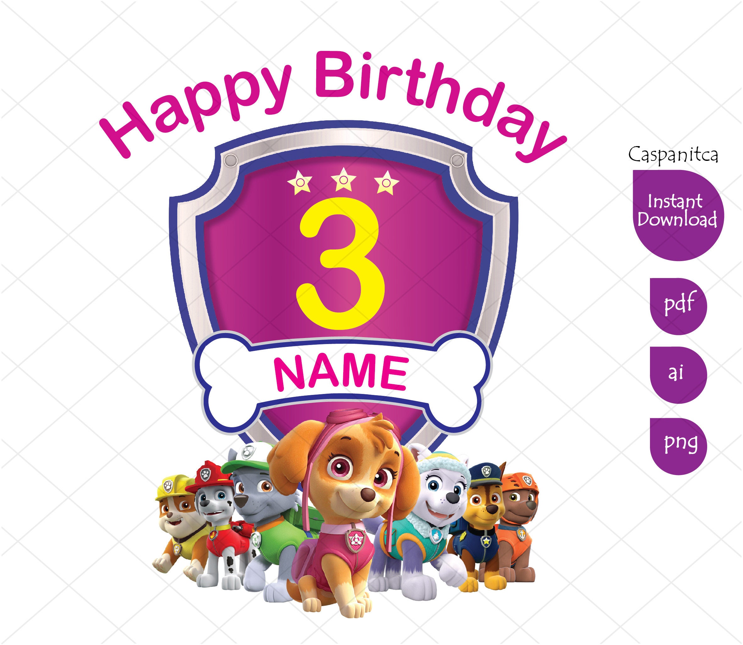 Paw Patrol 3rd Birthday Girl Clipart Happy Birthday Paw Etsy Paw Patrol 3rd Birthday Girl Clipart Happy Birthday Paw Etsy