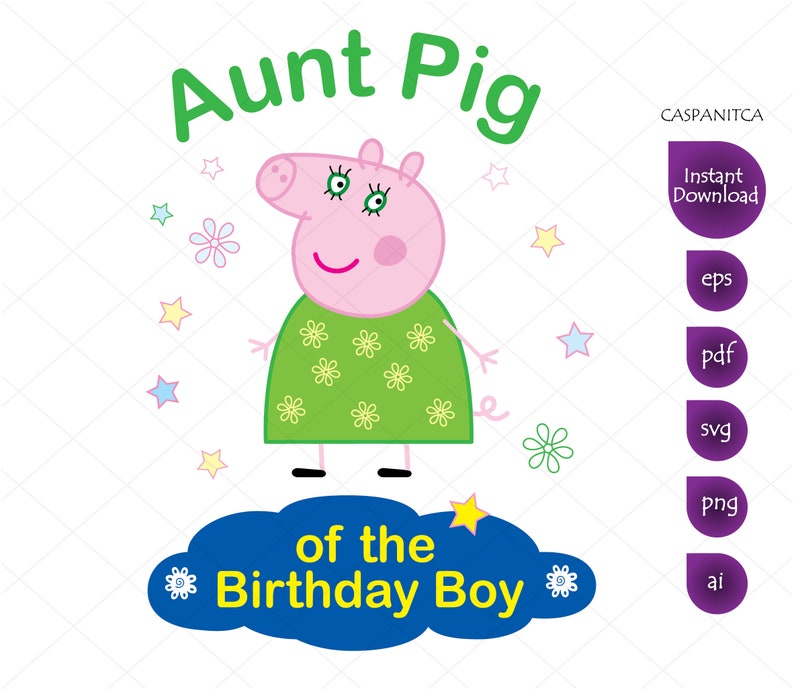 Download Aunt Pig of the Birthday Boy Clipart Peppa Pig svg Printable | Etsy