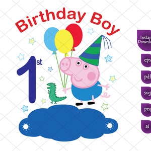 Download George Pig 3rd Birthday Boy Clipart George Peppa Pig Svg Etsy