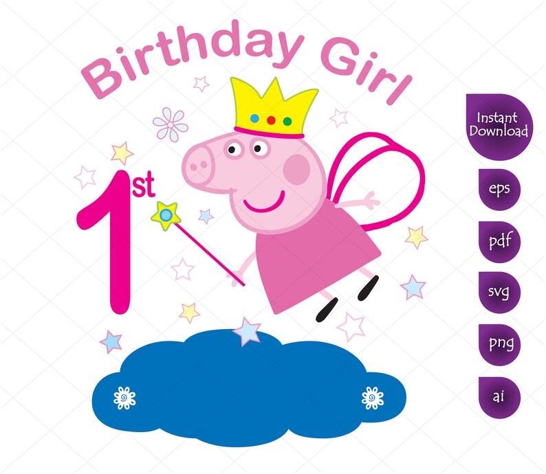 Download Peppa Pig 1st Birthday Girl Clipart Peppa Pig svg ...