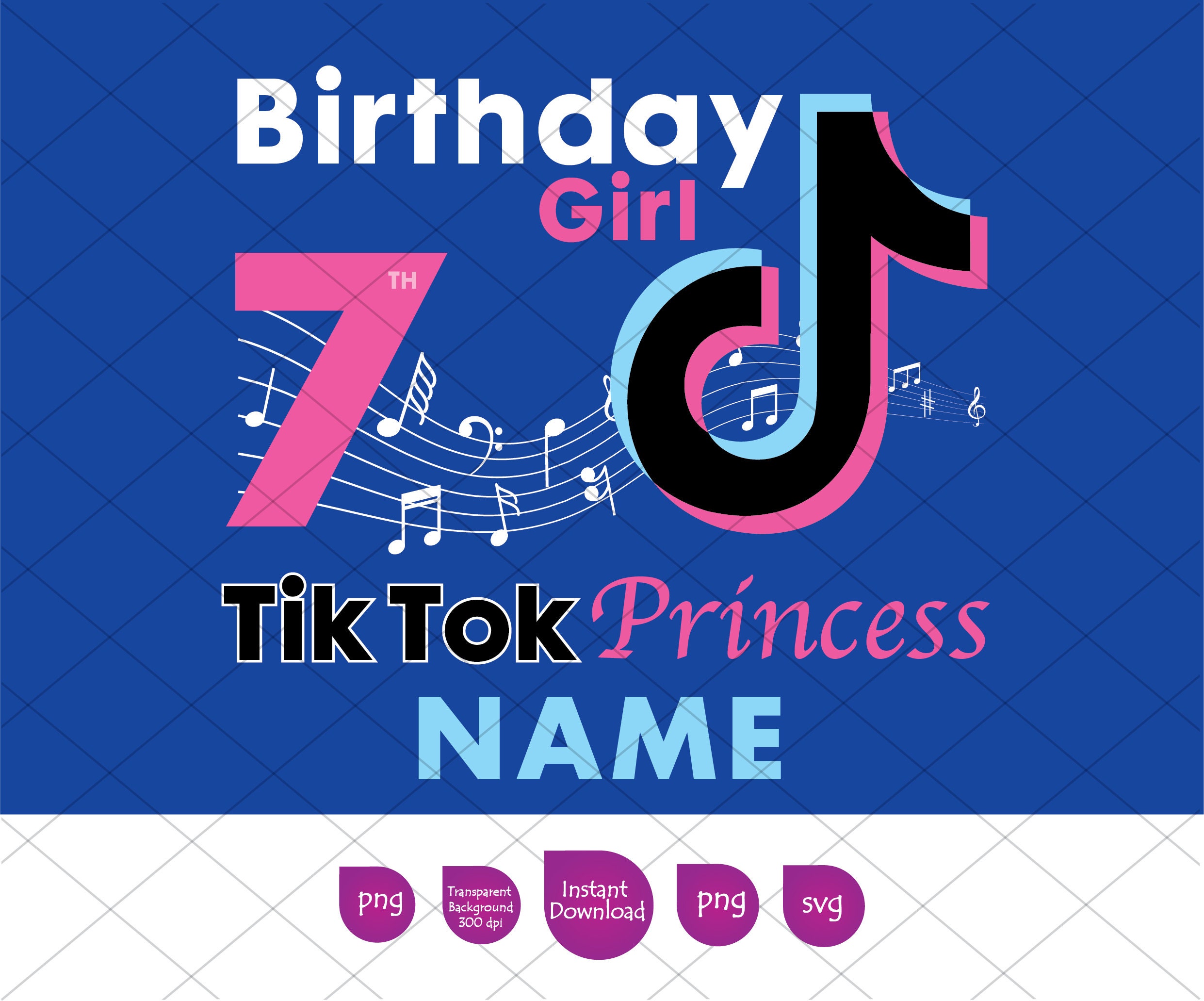 Download Musical 7th Birthday Girl SVG TikTok Princess 7th Birthday ...