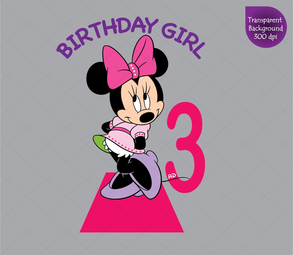 Minnie Mouse 3rd Birthday Girl Clipart Mickey Mouse svg | Etsy