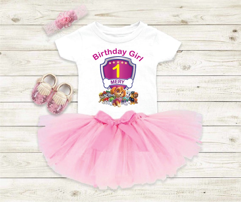 Paw Patrol 1st Birthday Girl Clipart Printable PNG | Etsy
