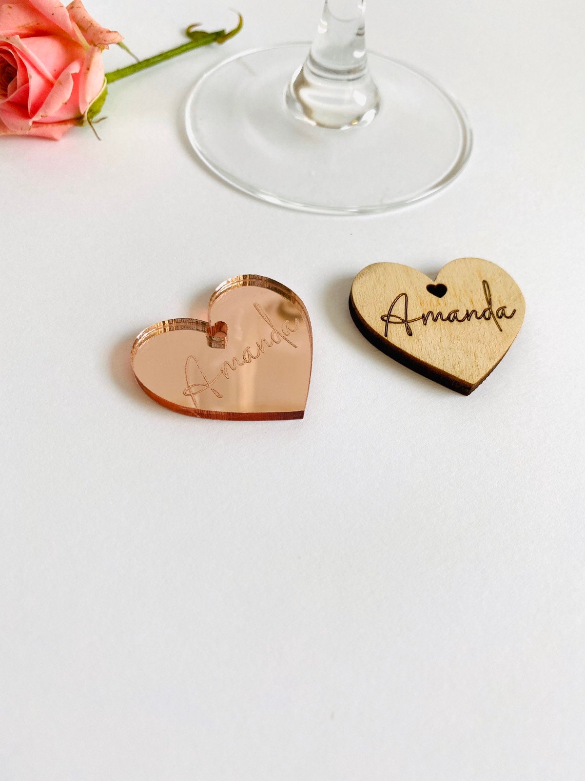 Wine Glass Charms Heart wine Charm Rose Gold Wine Charm Etsy