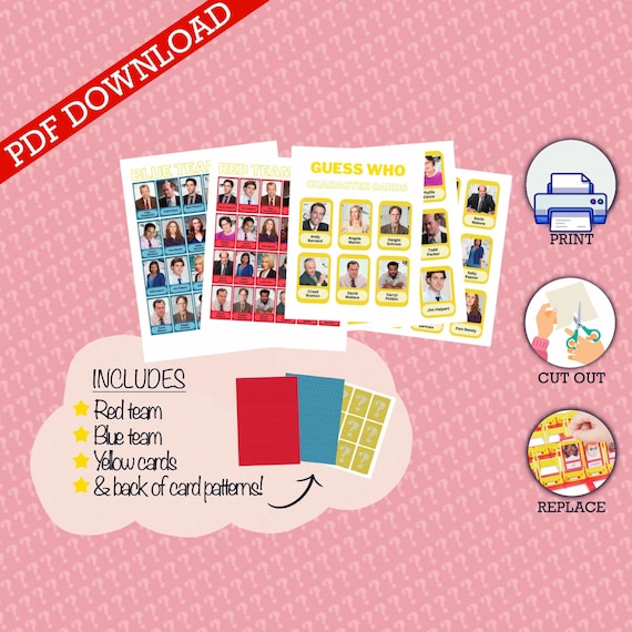 Instant Download PDF the Office Guess Who Cards Personalized DIY