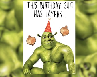 PDF Shrek Funny Printable Birthday Card Mature