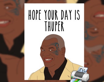 PDF Mike Tyson Happy Birthday Funny Card Gift UFC MMA Boxing