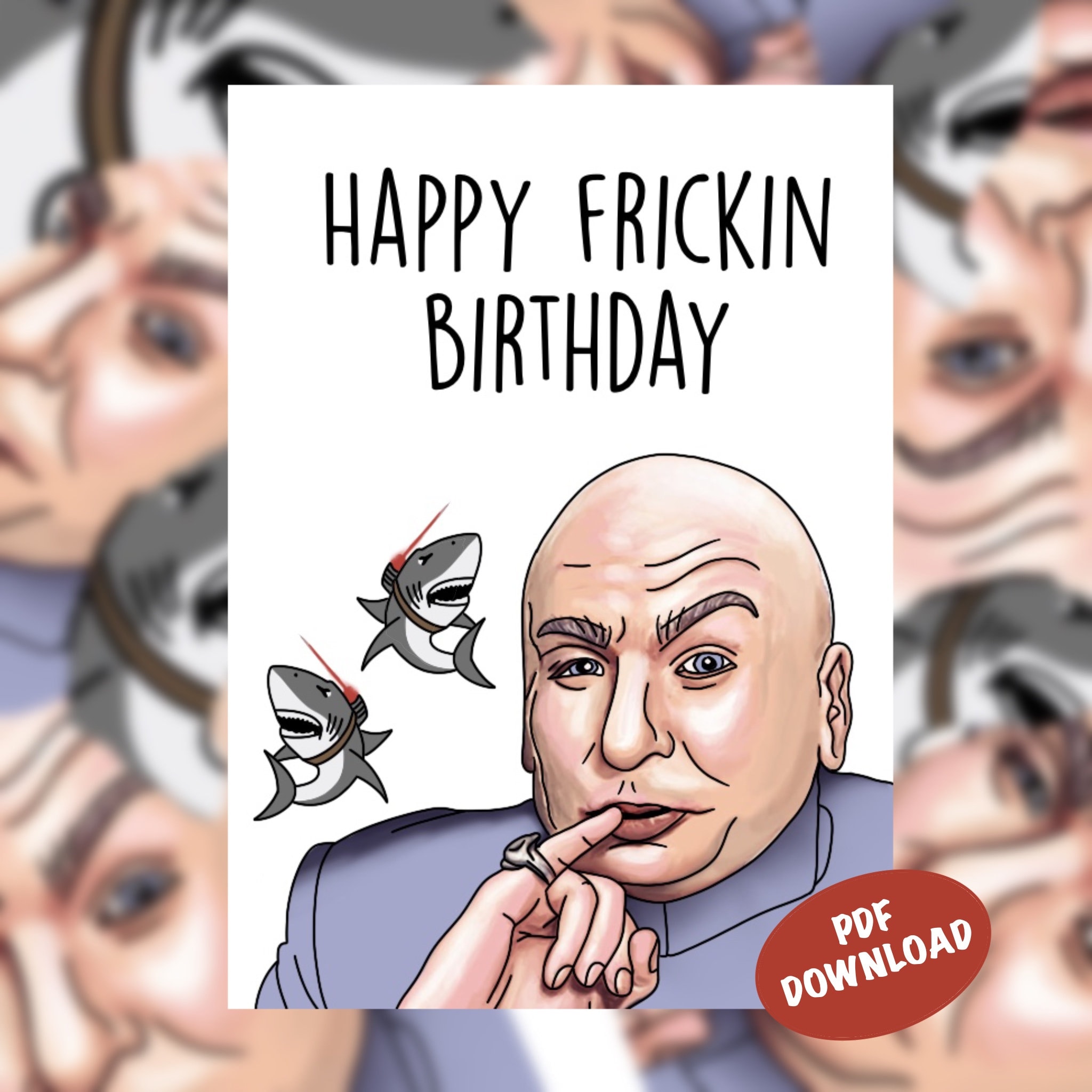 Dr Evil Austin Powers Happy Birthday Greeting Card PDF | Etsy Israel