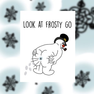 PDF Frosty The Snowman Adulto Cartão de Natal de Natal Presente engraçado de peido
