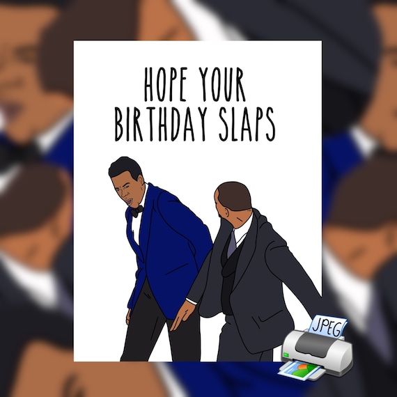 Will Smith Slap Funny Birthday Card Chris Rock Meme (Instant Download) 