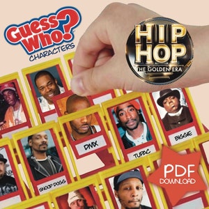 Descarga instantánea PDF Hip Hop Icons Guess Who Tarjetas Regalo para amantes de la música
