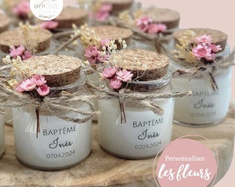 Personalized candle wedding-baptism guest gifts 50ml