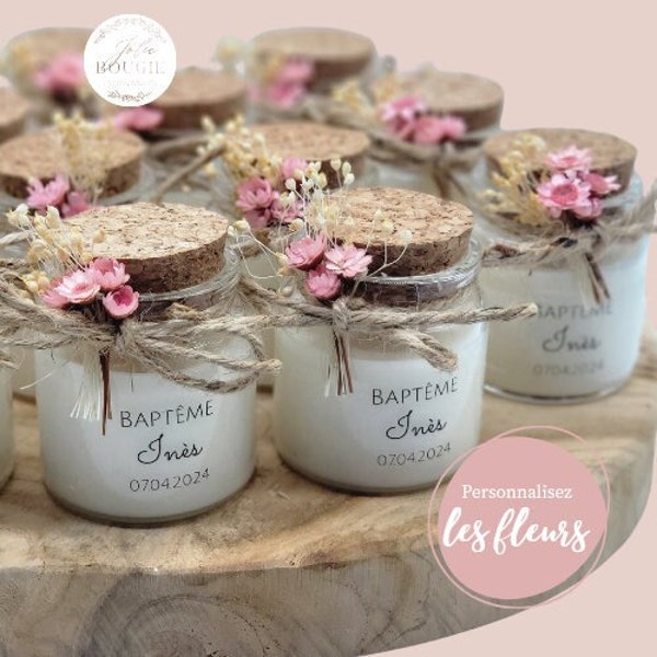 Personalized candle wedding-baptism guest gifts 50ml