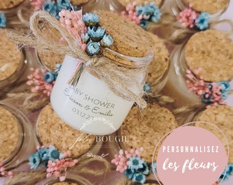 Bougie personnalisée cadeaux invités babyshower 50ml