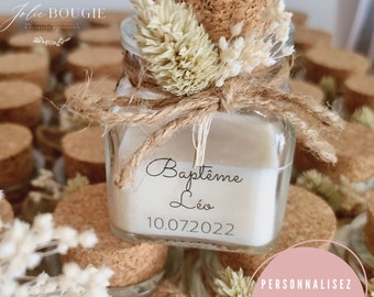 Candela personalizzata regalo per invitati matrimonio-battesimo quadrata 100ml