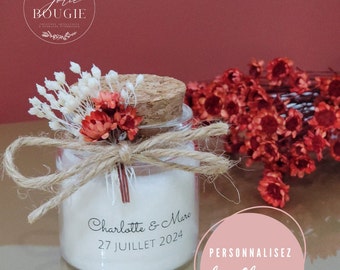 Bougie personnalisée cadeaux invités mariage-baptême 50ml