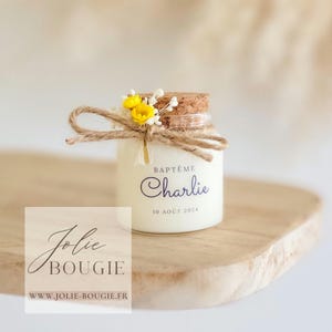 Candela personalizzata come regalo per gli ospiti per il battesimo di un bambino da 50 ml