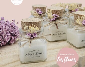 Bougie personnalisée cadeaux invités mariage-baptême carrée 100ml