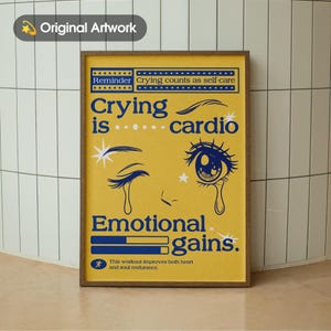 Crying is Cardio Retro-print: grappige motiverende kunst (digitale download)