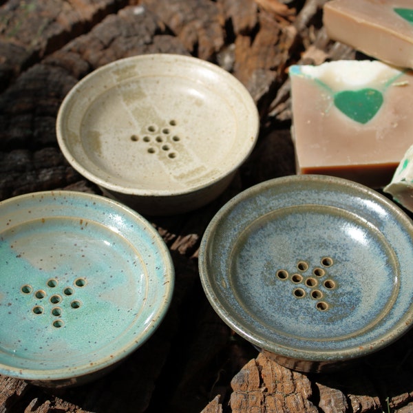 2 piece soap dish in stoneware ceramic