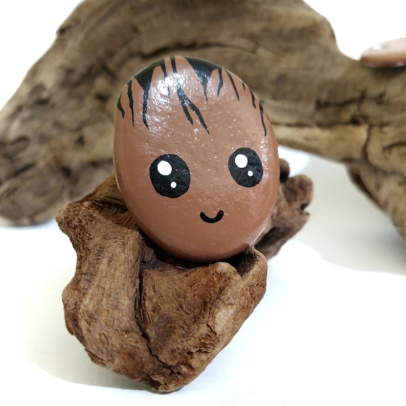 Handmade Baby Groot Acrylic Painting on Natural Stone - Etsy
