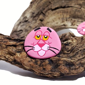 Pink Panther Acrylic Stone Painting Home Decoration Pebble Art Stone Painted Wall Decoration Painting on Stones