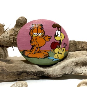 Garfield And Oddie Big Stone Friendly Gift Idea Acrylic Painting Home Decoration Pebble Art Painted Wall on Stones birthday