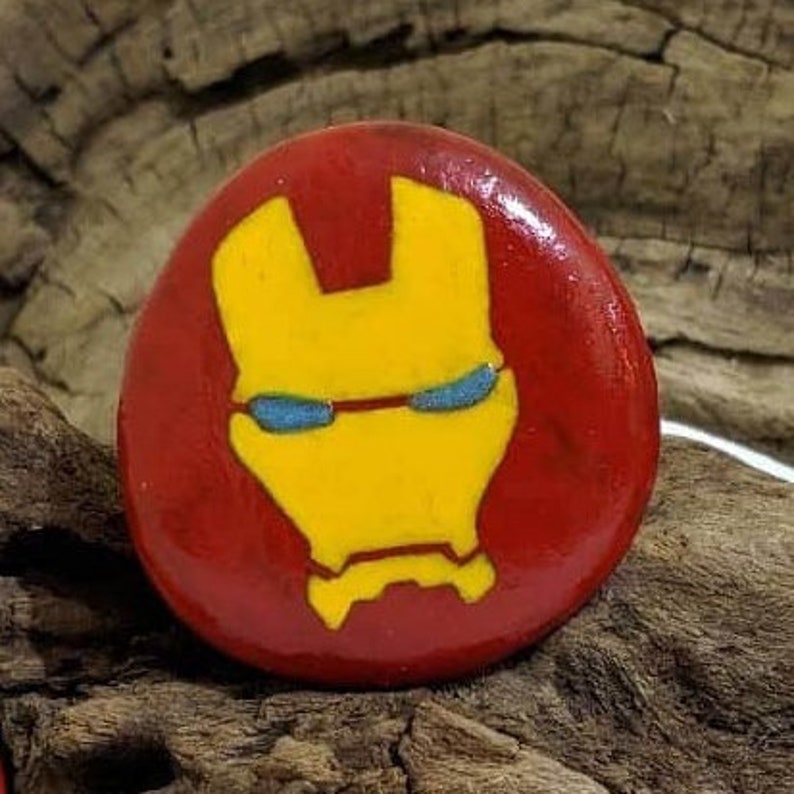 Iron Man Eyes With Phosphorus Character Stone Painting, Home