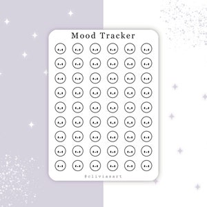 Mood Tracker Mini Hoja de pegatinas - 3 estados de ánimo - Smileys - Hoja simplista - Bullet Journal - Calendario