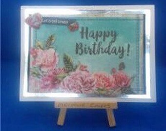 A6 Birthday card, flowers birthday greeting