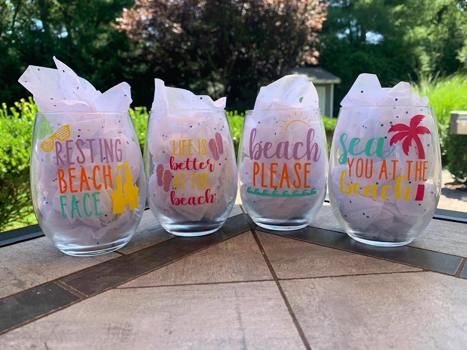 Set of Beach Themed Wine Glasses Etsy