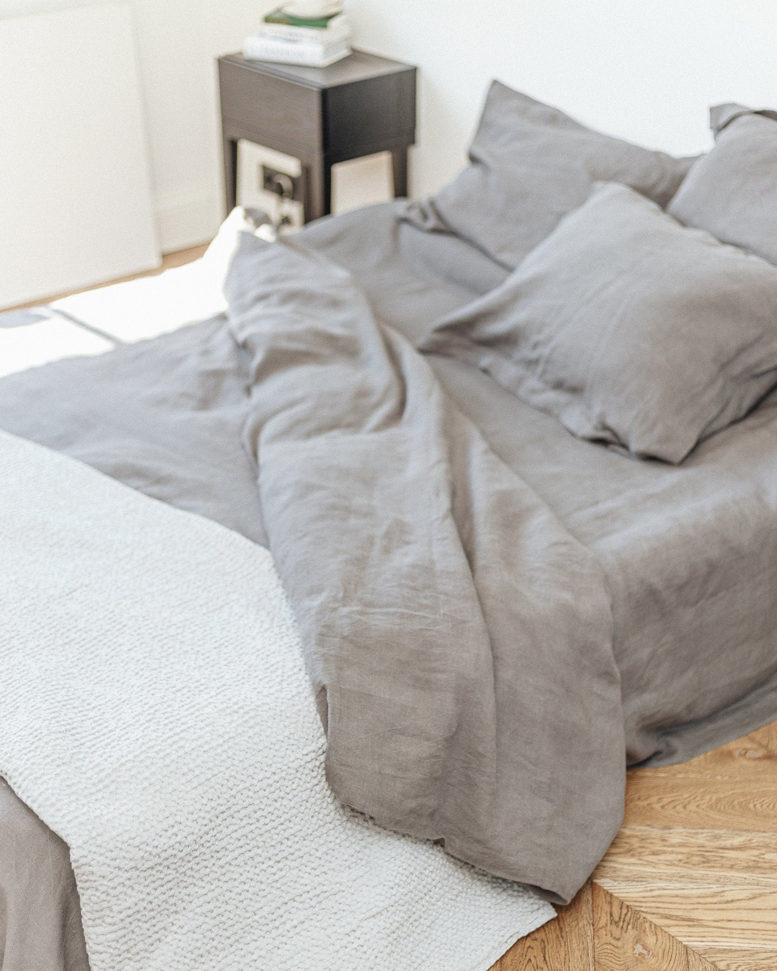 Linen Throw Blanket in light grey . Linen Bedspread . Summer Etsy