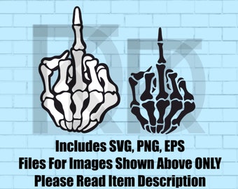 Skull Middle Finger Funny Cartoon SVG, EPS, PNG File! Cricut, Digital, Printable