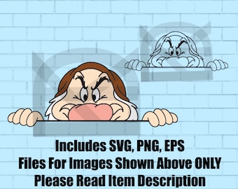 Grumpy Dwarf Peeking SVG, EPS, PNG File! Cricut, Digital, Printable