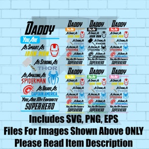 Papa, je bent mijn favoriete superheld Marvel SVG, EPS, PNG Vaderdag Cricut 7 File Bundle