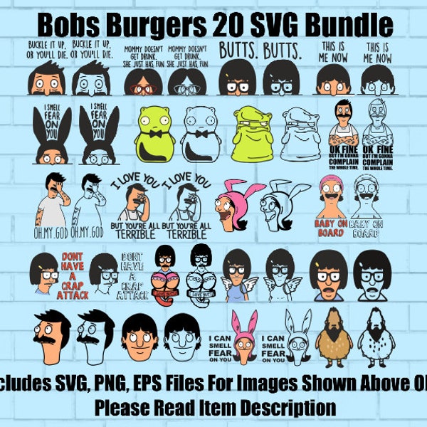 Bob's Burgers 20 SVG, EPS, PNG Bundle