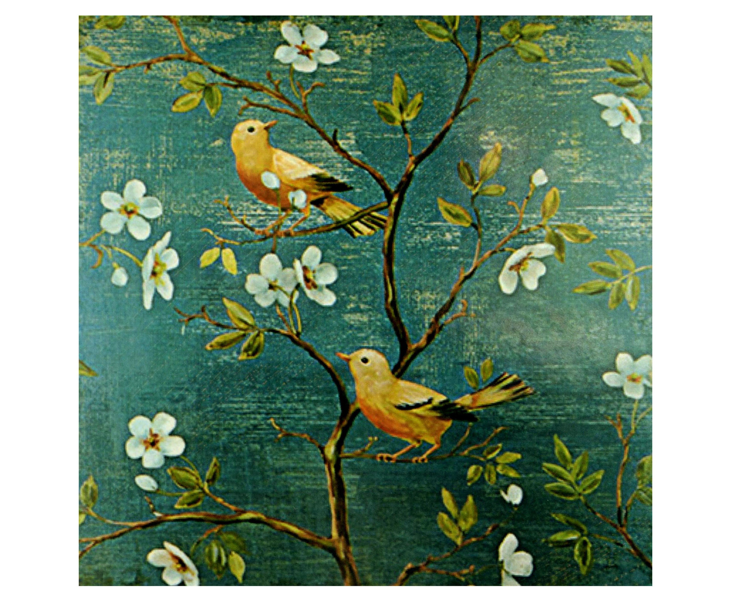 Blossom and Two Yellow Birds Cross Stitch Silk Thread Complete Etsy UK