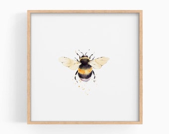 Watercolor Bee Print, Bumblebee Art Print, Square Print, Honey Bee Poster, DIGITAL DOWNLOAD