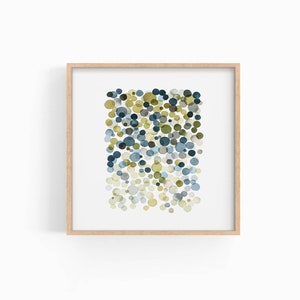 Blue Green Bubbles Print, Watercolor Circles Poster, Square Print, Modern Wall Art, INSTANT DOWNLOAD