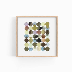 Green Blue Watercolor Circles Print, Geometric Pattern Poster, Modern Olive Green Wall Art, Square Print, INSTANT DOWNLOAD