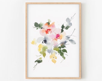 Watercolor Anemone Flowers Fine Art Print, Abstract Botanical Loose Style Flowers Painting, Modern Flowers Wall Art, Floral Giclee Art Print