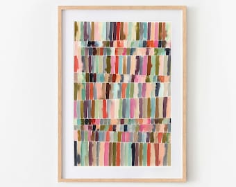 Modern Colorful Printable Art, Geometric Wall Art, Abstract Watercolor Stripes Print, Kids Room Wall Art, Playroom Decor, Nursery Wall Art