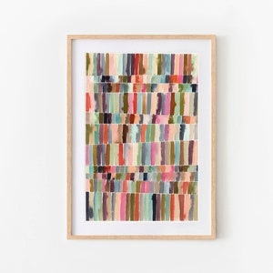 Modern Colorful Printable Art, Geometric Wall Art, Abstract Watercolor Stripes Print, Kids Room Wall Art, Playroom Decor, Nursery Wall Art