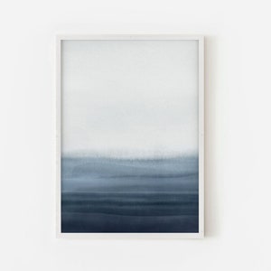 Blue Wall Art, Abstract Ocean Art, Landscape Print, Minimal Modern Art, DIGITAL DOWNLOAD