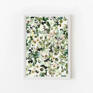 Green Flowers Print , Green Floral Wall Art, Spring Flowers Print, Nursery Print, DIGITAL DOWNLOAD image 1