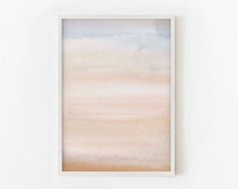 パステルサンセットプリント、抽象的な水彩画のウォールアート、ニュートラルプリント、デジタルダウンロード